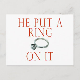 He Put a Ring On It Bride Announcement Postcard