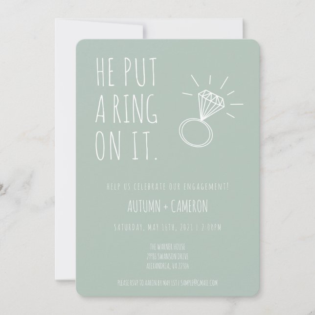 He Put A Ring On It Engagement Invitation (Front)