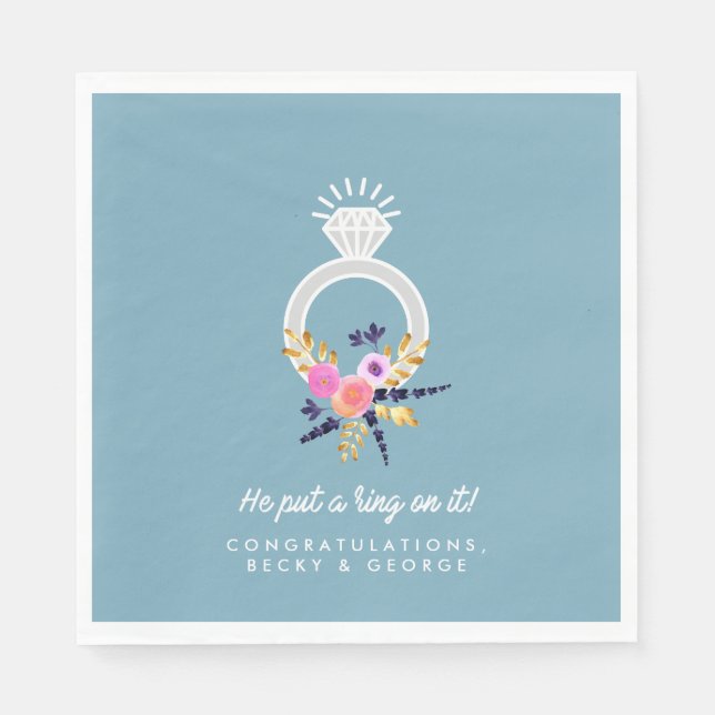 He Put a Ring on It Engagement Party Napkins (Front)