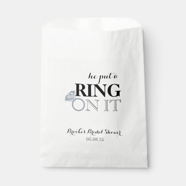 He Put a Ring On It Favour Bags (Front)