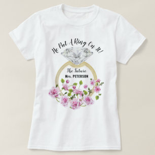 He Put A Ring On It Modern Diamond Floral T-Shirt