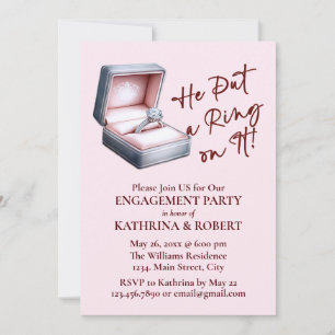 He Put a Ring on It! Pink Engagement Party Invitation