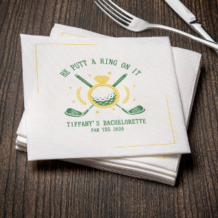 He Putt a Ring on It Golf Bachelorette Party Napkin