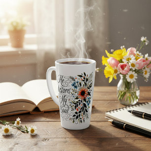 He restores my soul floral latte mug