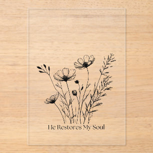 He Restores My Soul Minimalist Design Acrylic Invitations