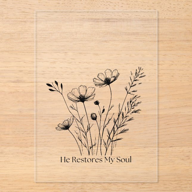 He Restores My Soul Minimalist Design Acrylic Invitations (Front)
