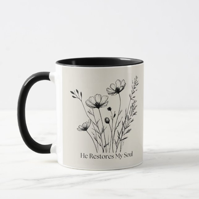 He Restores My Soul Minimalist Design Mug (Left)