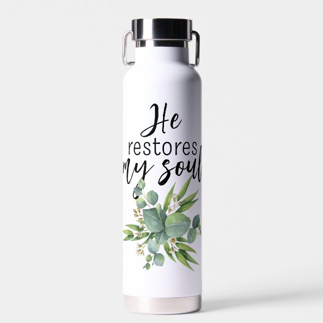 He Restores My Soul Water Bottle (Front)