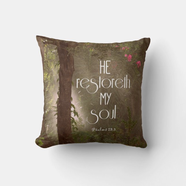 He restoreth my Soul Bible Verse Cushion (Front)