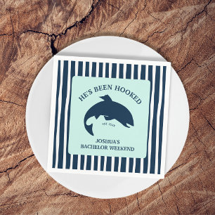 He’s Been Hooked Fishing Bachelor Party Napkin