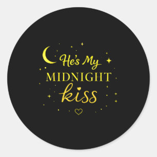 He’s My Midnight Kiss Romantic Saying Matching Cou Classic Round Sticker