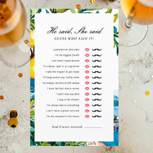 He Said She Said Amalfi Bridal Shower Game
