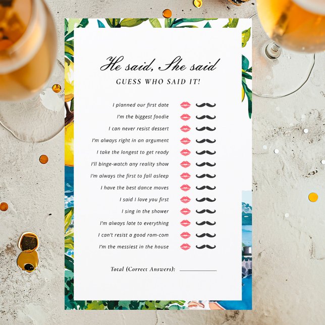 He Said She Said Amalfi Bridal Shower Game (Creator Uploaded)
