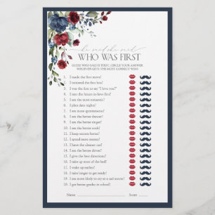 He Said She Said Blue Burgundy Bridal Shower Game