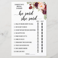 He said she said bridal shower biingual game