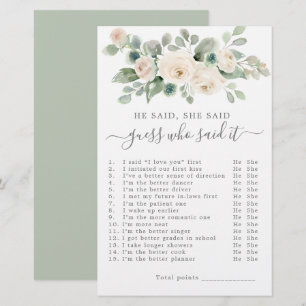 He Said She Said Bridal Shower Game
