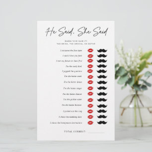 He Said, She Said Bridal Shower Game