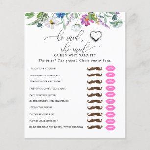 He Said She Said   Bridal Shower Game 