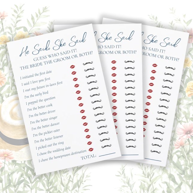 He Said, She Said Bridal Shower Game (Creator Uploaded)