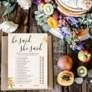 He Said She Said Bridal Shower Game Card