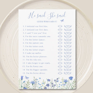 He Said She Said Bridal Shower Game Card