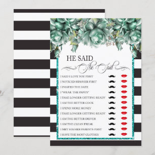 He Said/She Said Bridal Shower Game Invitation