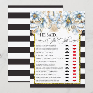 He Said/She Said Bridal Shower Game Invitation
