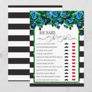 He Said/She Said Bridal Shower Game Invitation
