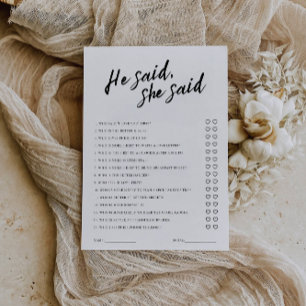 He Said She Said Bridal Shower Game Template