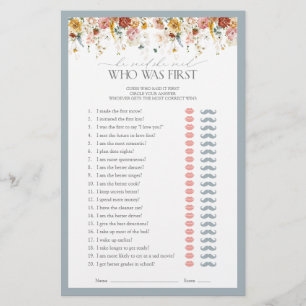 He Said She Said Dusty Blue Bridal Shower Game