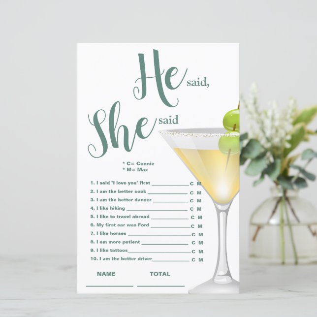 He said She said Elegant Bridal Game (Standing Front)