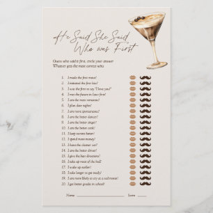 He Said She Said Espresso Martini Bridal Game