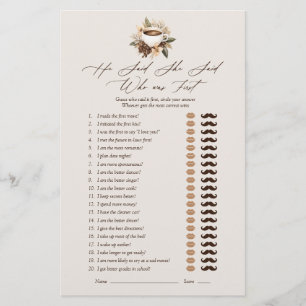 He Said She Said Floral Coffee Bridal Shower Game