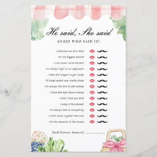 He Said She Said Fresh Off The Market Bridal Game