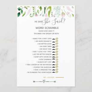 He said, she said games Baby Shower grey/ yellow Invitation