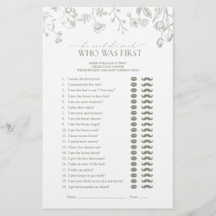 He Said She Said Green Floral Bridal Shower Game