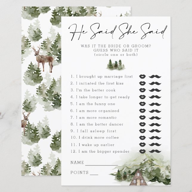 He Said, She Said In The Woods Bachelorette (Front/Back)