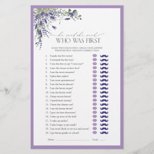 He Said She Said Lavender Bridal Shower Game