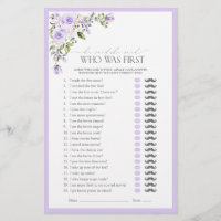 He Said She Said Lilac Floral Bridal Shower Game