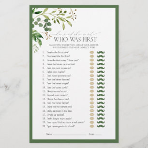 He Said She Said Olive Green Bridal Shower Game