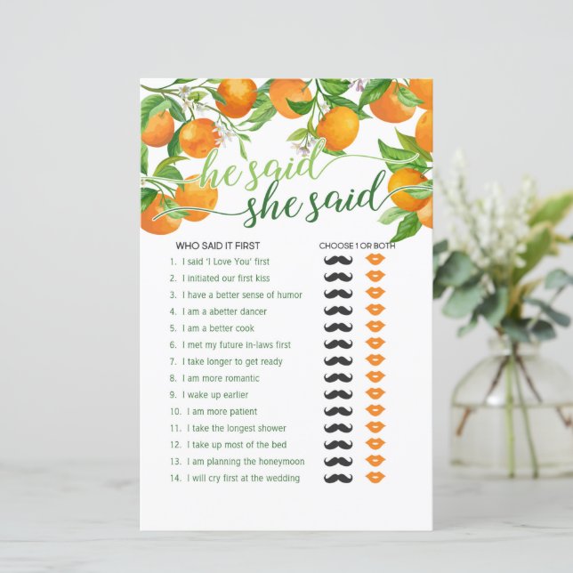 He Said She Said - Orange (Standing Front)