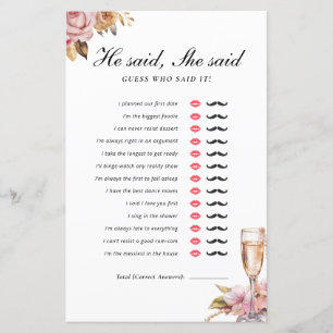 He Said She Said Pearls Prosecco Bridal Game