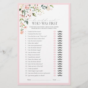 He Said She Said Pink Floral Bridal Shower Game