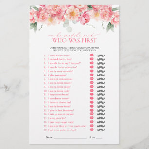 He Said She Said Pink Floral Bridal Shower Game