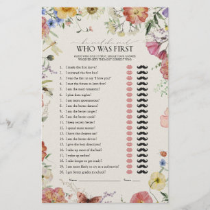 He Said She Said Pressed Floral Bridal Shower Game
