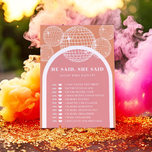 He Said She said Retro Disco Pink Orange game card