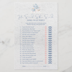 He Said She Said Vintage French Bridal Shower Game