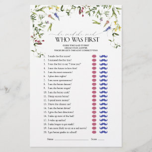 He Said She Said Wildflower Bridal Shower Game
