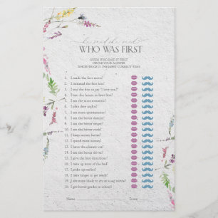 He Said She Said Wildflower Bridal Shower Game