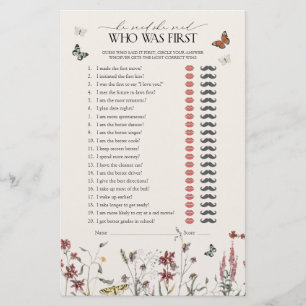 He Said She Said Wildflower Butterfly Shower Game